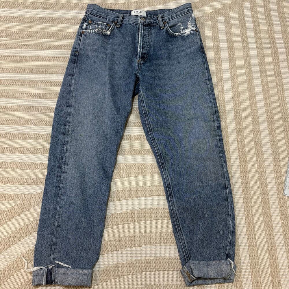 Agolde Los Angeles Women's 28 Calf Length Jeans Blue Denim Ankle Distressed